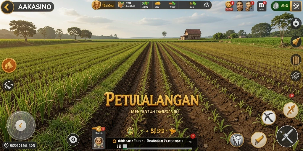 Screenshot utama AAKASINO menampilkan aktivitas pertanian yang menarik.