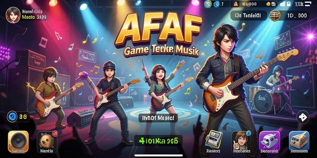 Tampilan gameplay AFAF dengan berbagai tantangan musik.