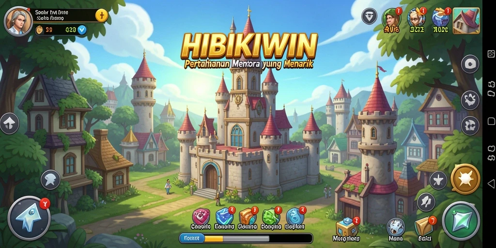 Screenshot HIBIKIWIN menampilkan aksi pertahanan menara yang seru.
