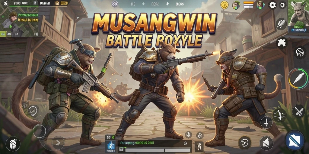 Gambaran aksi seru dalam pertempuran MUSANGWIN di arena Battle Royale.