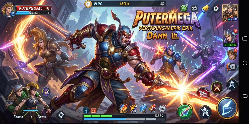 Gameplay PUTERMEGA menampilkan pertarungan seru antar karakter.