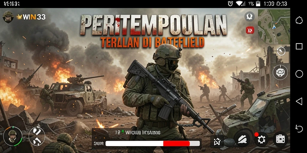 Screenshot gameplay WIN33 yang menunjukkan aksi pertempuran seru.